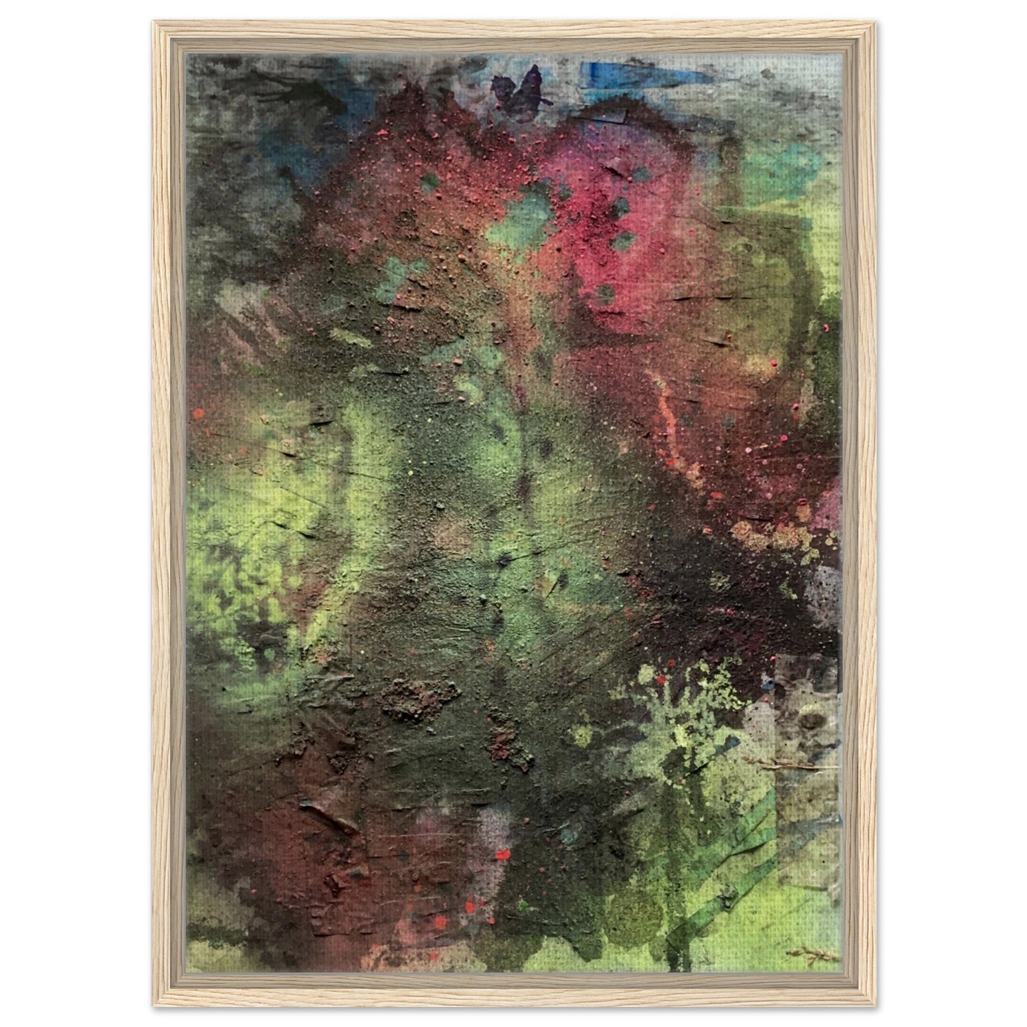 abstract artwork with dispersed marks forming subtle shifting relationships across surface