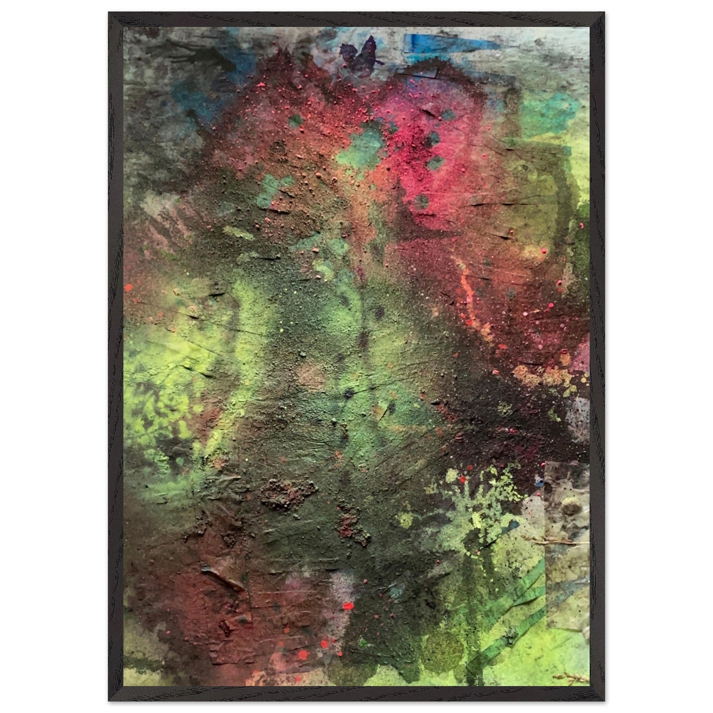 abstract artwork with dispersed marks forming subtle shifting relationships across surface