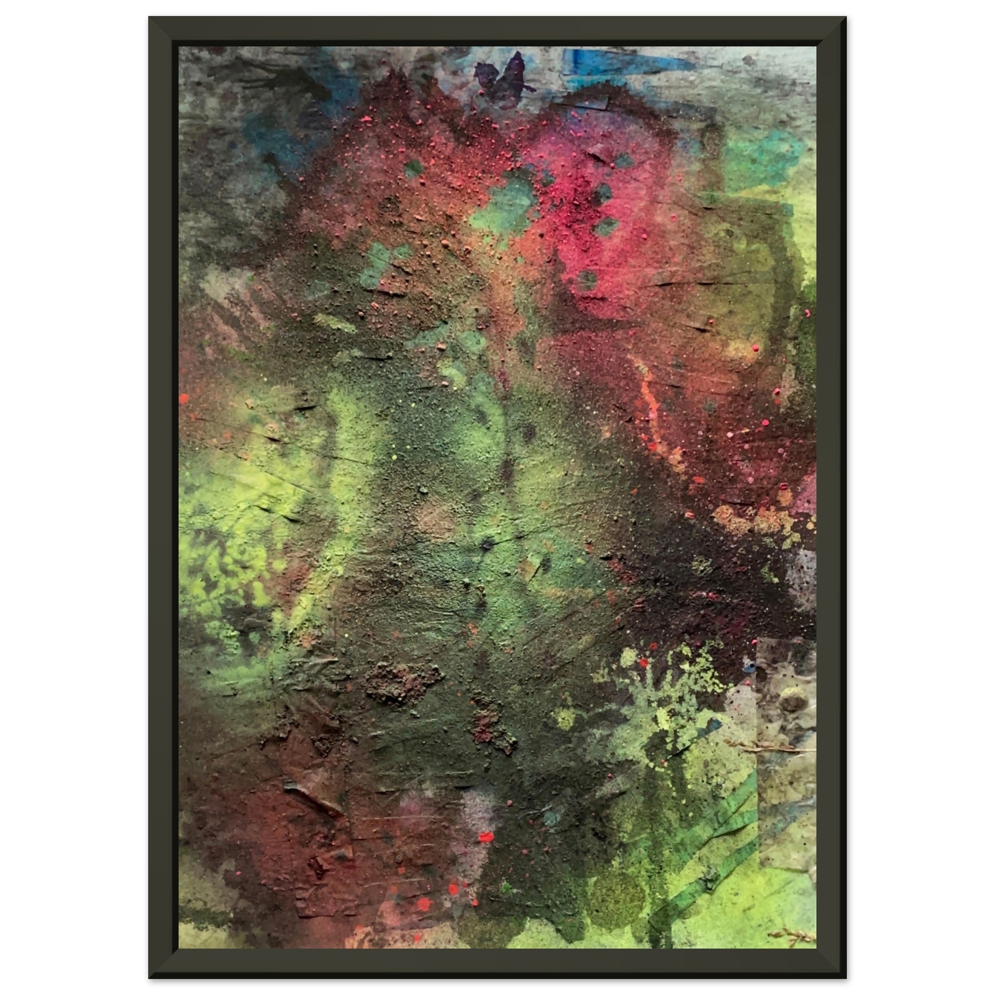abstract artwork with dispersed marks forming subtle shifting relationships across surface