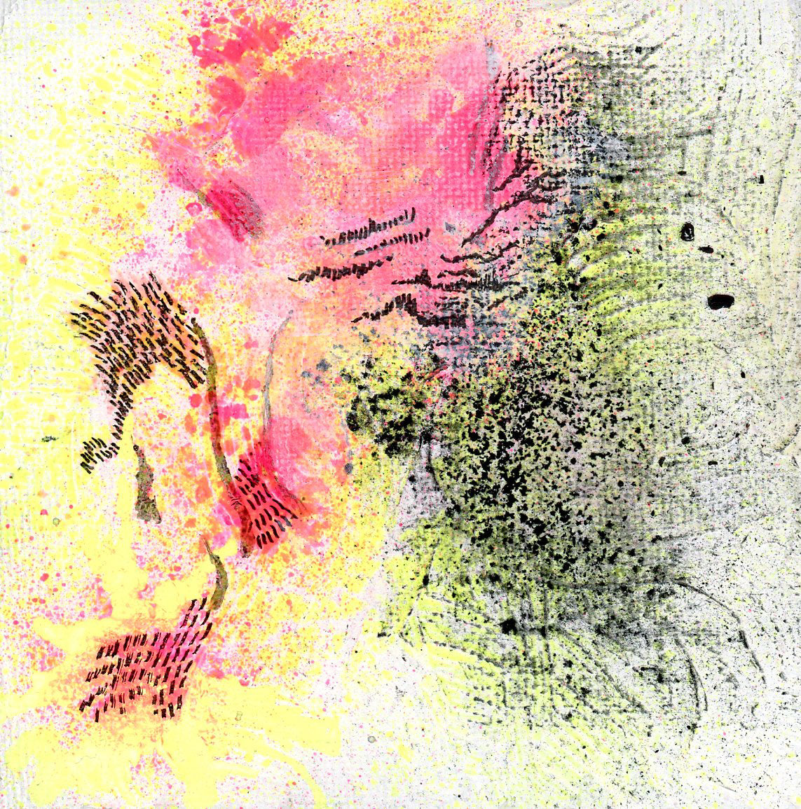 An abstract art painting featuring a blend of vibrant colors and textured brush strokes.